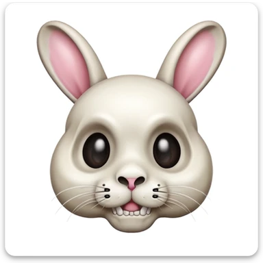 Give me an emoji of a cross eyed bunny that is combined with a 💀 that is also stressed out and overweight sticker