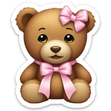 teddy bear with pastel pink bow sticker