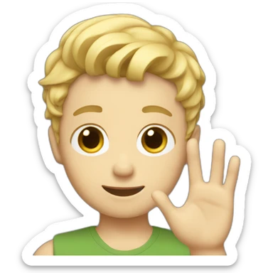 Blonde boy with medium short hair waving hi to the camera sticker