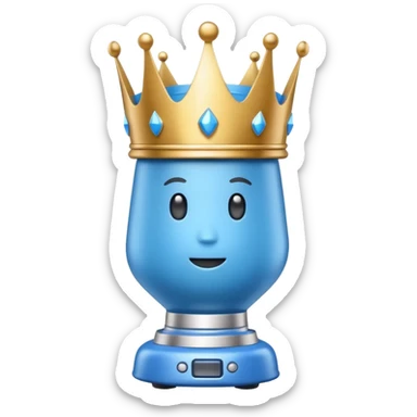 Blue blender with a crown sticker
