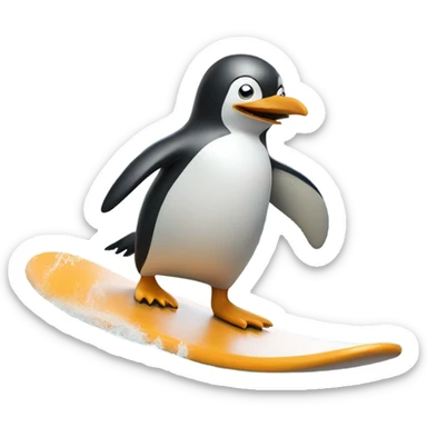 Penguin surfing a wave  sticker