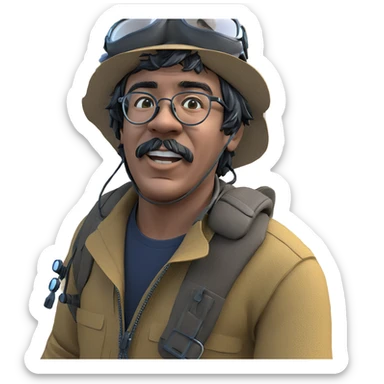 boy with goggles under tree sticker