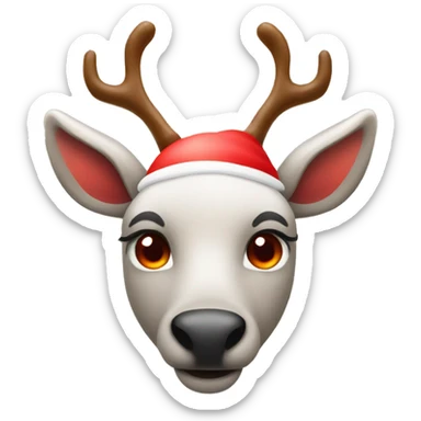 A reindeer with a red glowing nose sticker