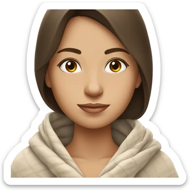 girl inside a blanket sipping coffee eyes closed, brunette with fair skin sticker