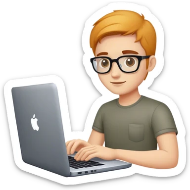 A web designer works with a laptop. sticker