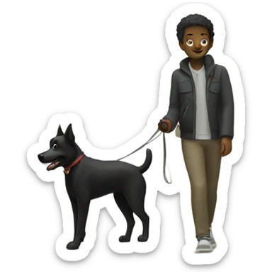 walk with black dog sticker