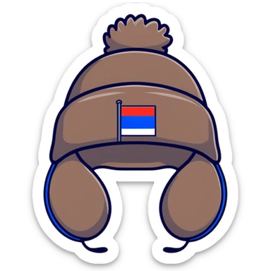 Russian ushanka hat with flag of Russia, warm winter hat with ear flaps sticker