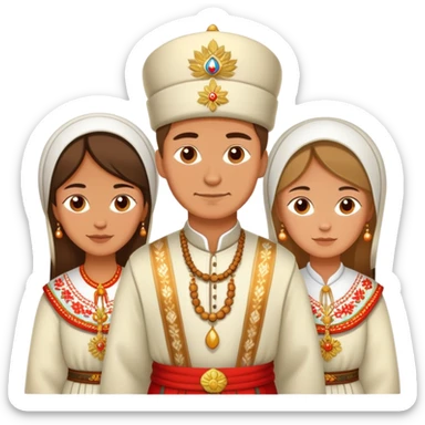 Three Russian people in traditional clothing as a group sticker
