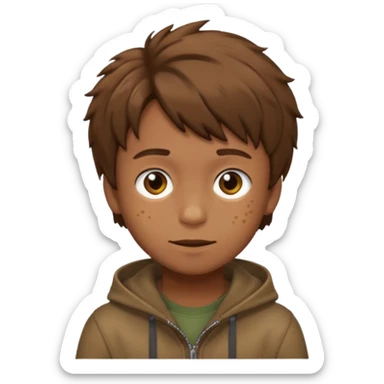 Felix Freckles straykids emoji shaggy hair the color browm sticker