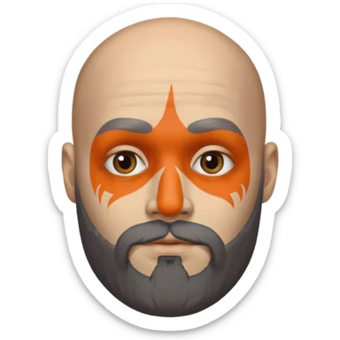 bald bearded man with face paint sticker