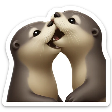 Otters in love kissing sticker