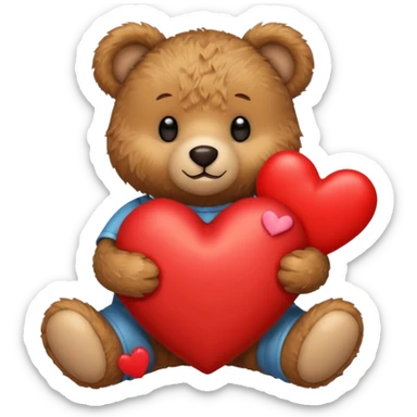 Teddy bear with a heart in her arms sticker