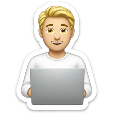 european guy using laptop sticker