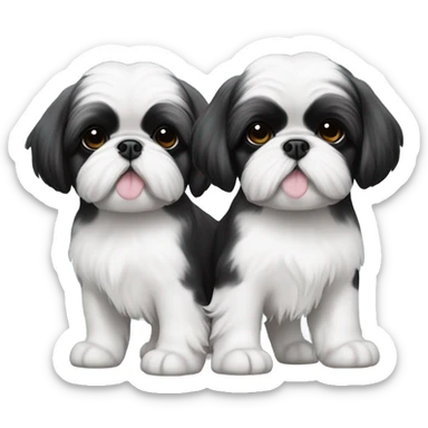 Shitz Tzu Beautiful two big faces black with white Puppies sticker