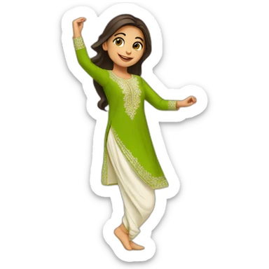 a pakistani girl wearing shalwar kameez dancing sticker