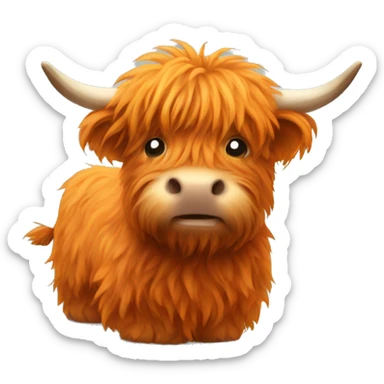 Orange fluffy highland cow  sticker