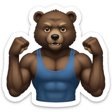 flexing black bear with tanktop sticker