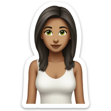 girl with olive skin dark medium hair green eyes long lashes  sticker