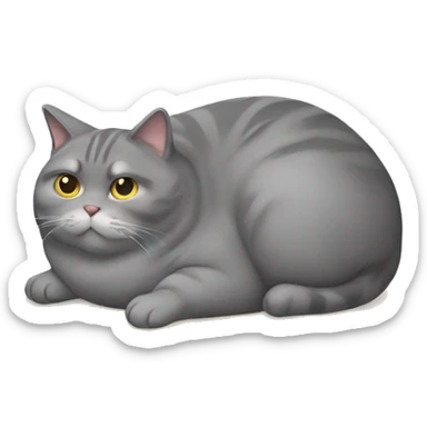 Fat grey cat in loaf position  sticker
