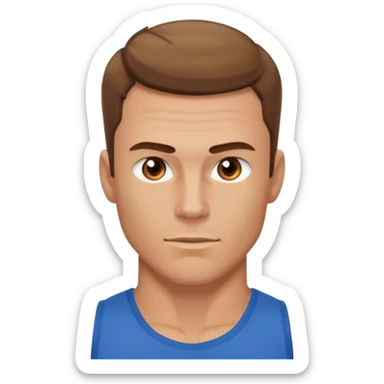 muscular white man with short brown cowlick hair sticker
