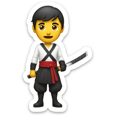 a man holding a katana sticker
