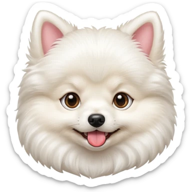 White Pomeranian cute puppy face tongue out sticker