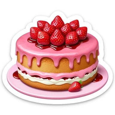 pink runny gooey strawberry jam cake sticker