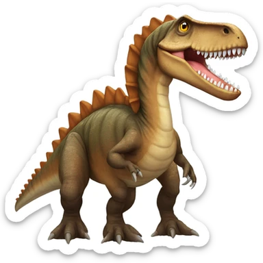 a brown spinosaurus with crest on his back sticker