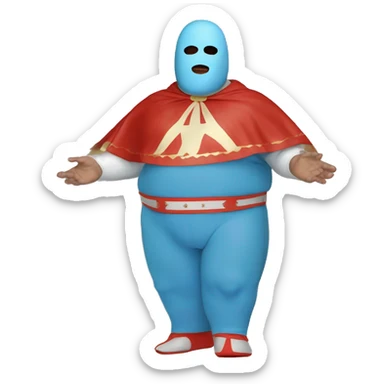White Fat Lucia libre wrestler cape red powder blue pants mask red and powder blue red cape sticker