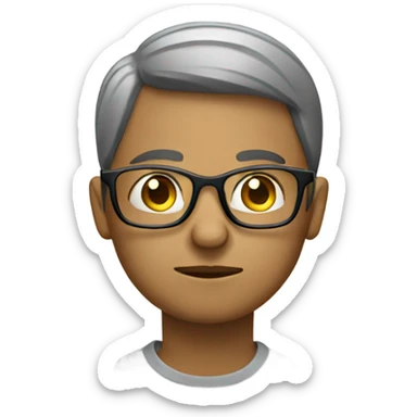 An person wearing glasses with a thoughtful expression sticker