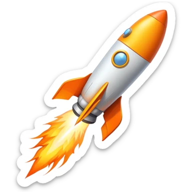 A rocket blasting off with energy and motion. sticker