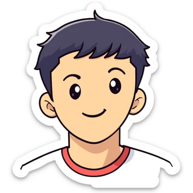 Short black haired male winking, young man with short black hair winking one eye sticker