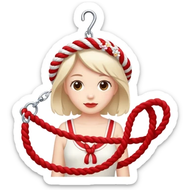 cute suze with red and white rope and floral decoratons sticker