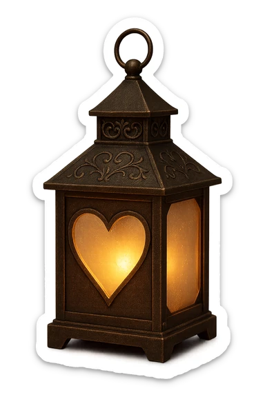 romantic lantern with a heart cutout, no background sticker