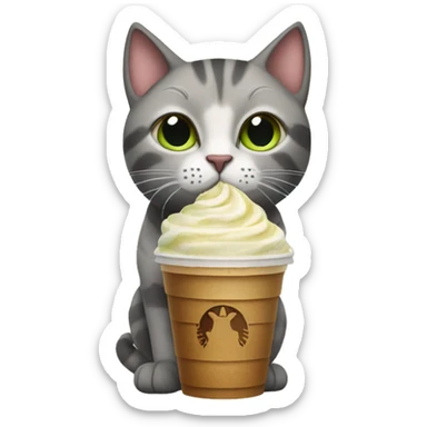 Cat drinking Starbucks frappe  sticker
