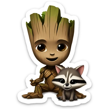 baby groot and rocket racoon sticker