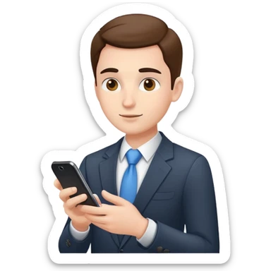 Business salesperson checking sales data on smartphone sticker