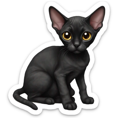 Black Devon Rex laying  sticker