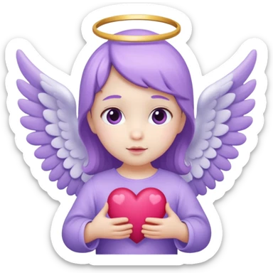 love cupid purple cute no human, an angel with heart, a withe angel like a baby sticker