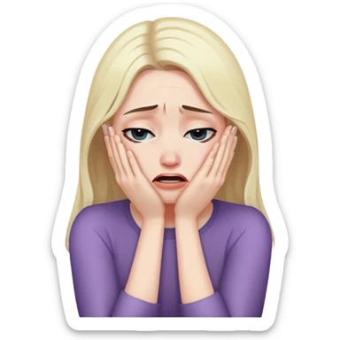 woman sitting and crying covering her face with her arms sticker