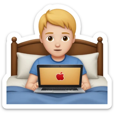 laptop working in bed sticker