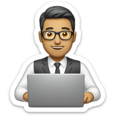 Smart man using laptop sticker