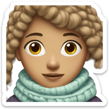 Make me a girl with brown hair and light skin with a sweater and scarf cold  sticker