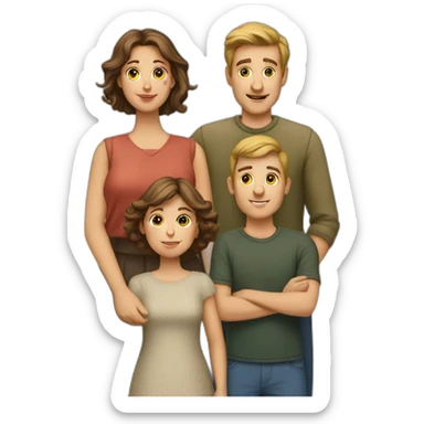 Exactly 5 person European Family consisting of 1 Man, 1 Woman and 3 Boys sticker