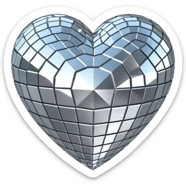 disco ball in shape of a heart sticker