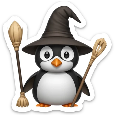 Cadı penguen sticker