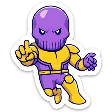Thanos with Infinity Gauntlet in Squid Game player uniform making a defiant pose sticker