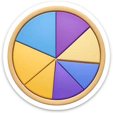 A pie chart with purple, yellow and blue colors only sticker
