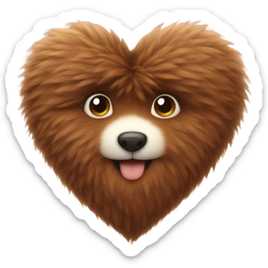 Brown fur heart sticker