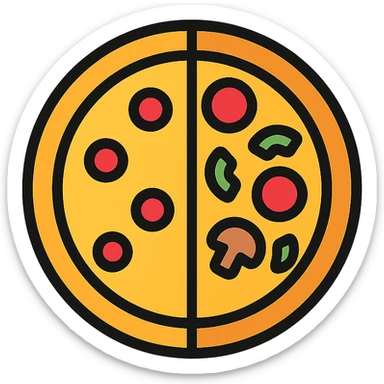 half and half pizza sticker